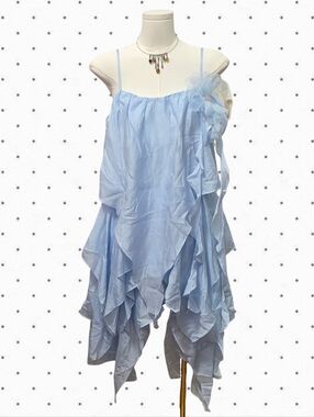 Arte Pura from Canada blue flowy layered dress with flower detail
